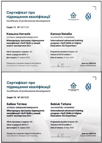Міжнародне підвищення кваліфікації: крок до професійної досконалості викладачів кафедри Міжнародне підвищення кваліфікації: крок до професійної досконалості викладачів кафедри